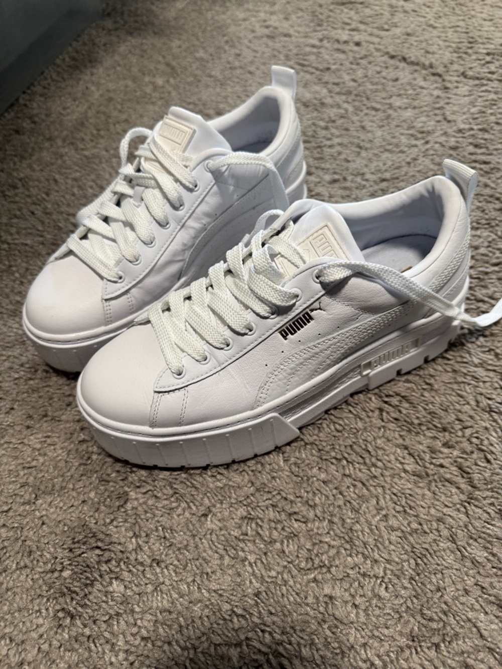 Puma White Platform Lace-Up Sneakers